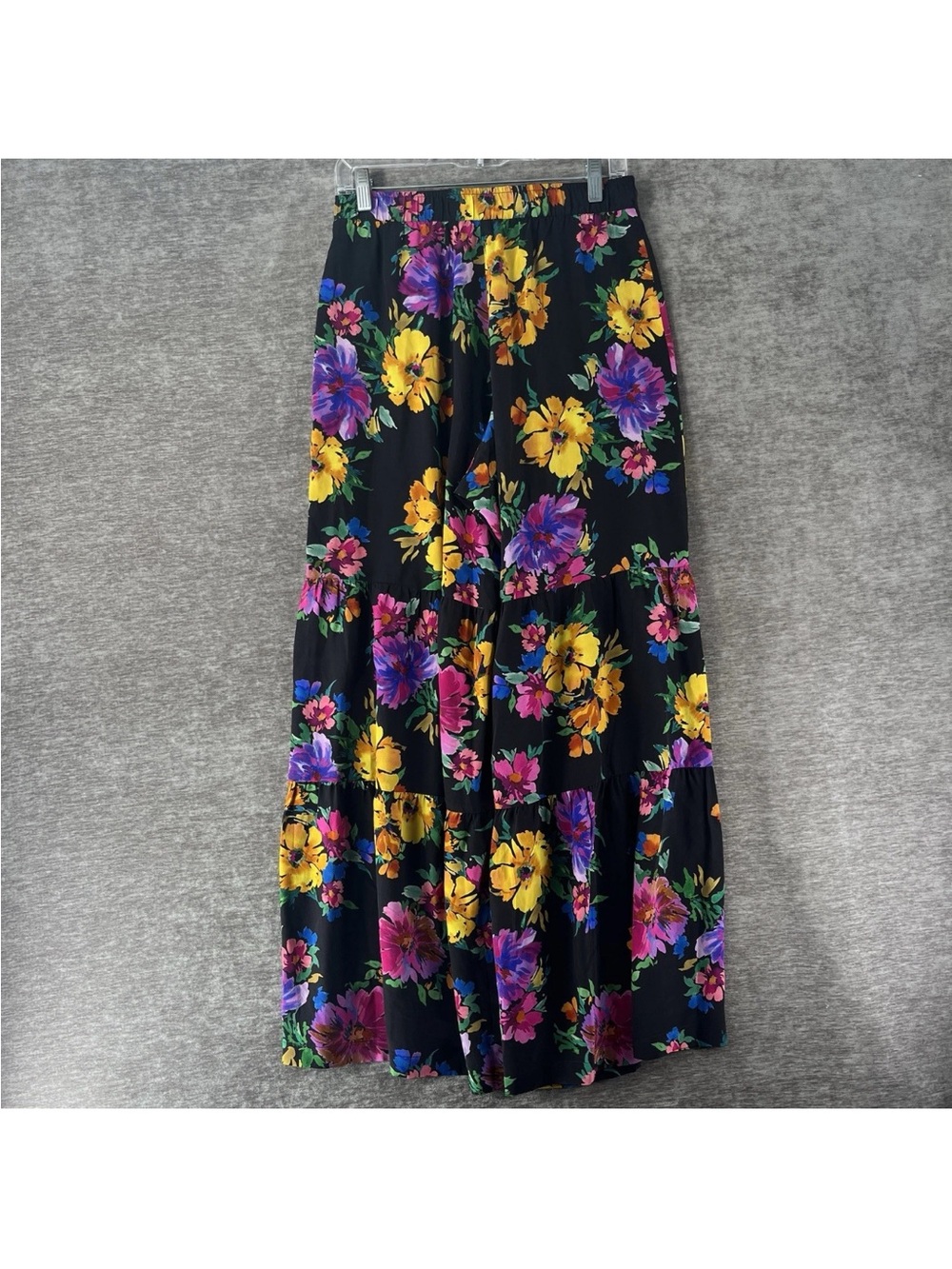 JW 2 Piece Jade Silk Floral Short-Sleeved Top & Matching Wide Legged pants L - Picture 6 of 9
